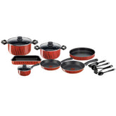 Tefal Tempo Flamme 14 pc set saucepan 16 cm, stewpots 24/28 cm, frypans 24/28 cm, kebbe 28 cm, oven dish 22X29 cm, spoon, ladle, potato masher, spatula | C3079383